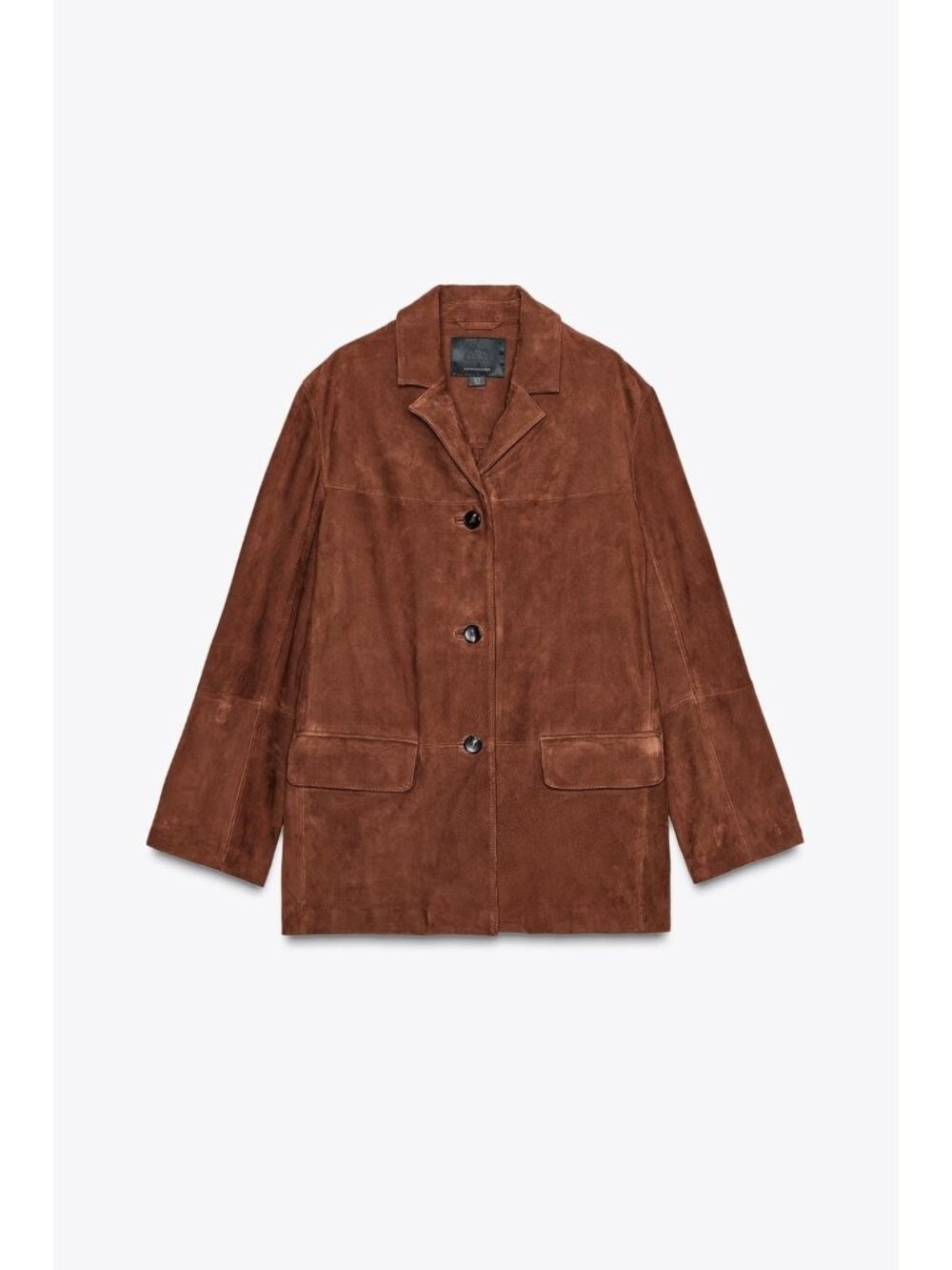 Zara Womens Blazer Jacket Coat Suede Leather M Brown Oversized 1966/244 NWOT - Picture 3 of 14